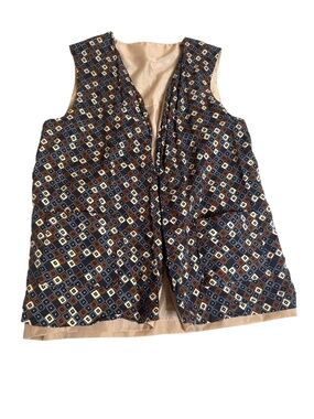 Boho Geometric Print Open Front Vest with Pockets – Women's Sleeveless Layering